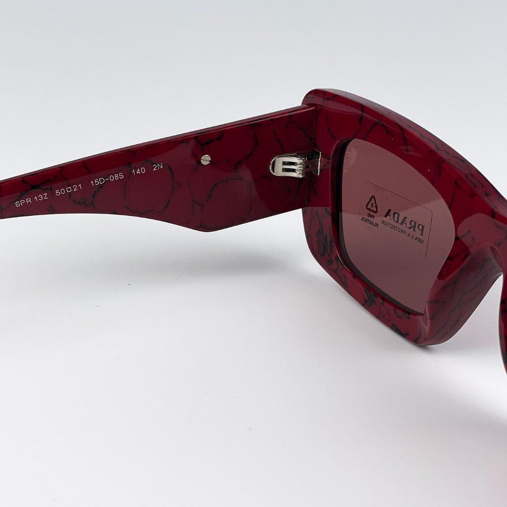 Prada PR13ZS 15D08S Sunglasses Etruscan Marble Red Dark Violet Cat Eye Women - Picture 14 of 15